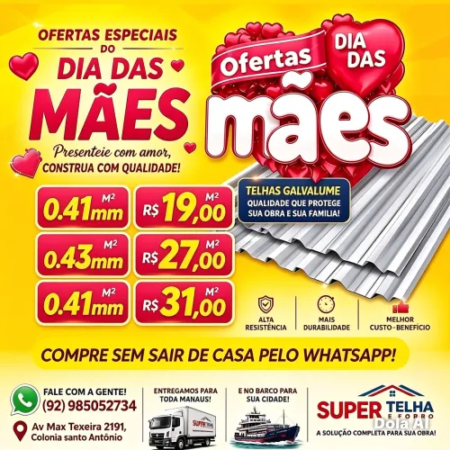 LEVE QUALIDADE E PROTEÇÃO E O AMOR PARA QUEM VOCE AMA TELHA DE BOA QUALIDADE!!!