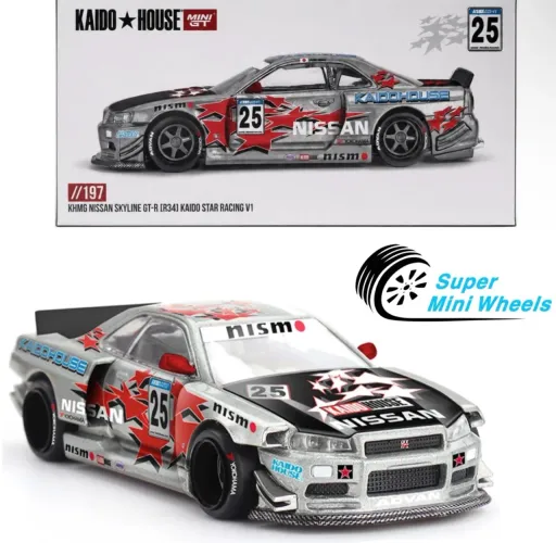Mini GT x Kaido House Collab Factory Sealed Nissan Skyline GTR R34 Star Racing V1 #197
