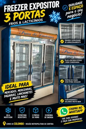Freezer expositora 3 portas de vidro