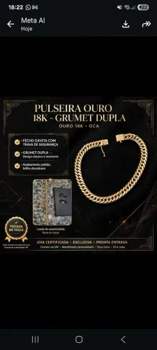 Pulseira de ouro 18k 750