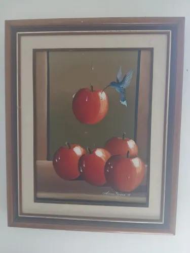 Quadro óleo sobre tela vintage com moldura medindo 54cm X 45 autor Antônio Moreno