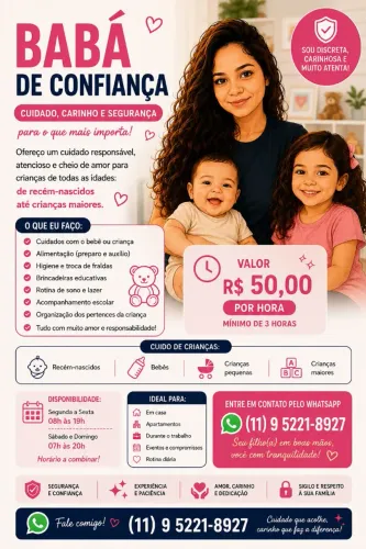 Babá / Faxineira / Diarista: free-lancer 