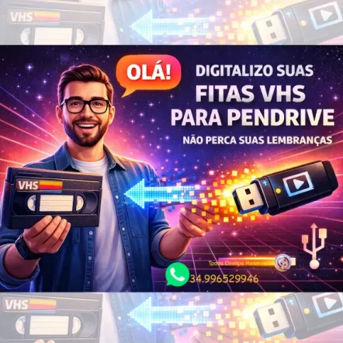Conversão de VHS p/ pendrive com qualidade 20,00 leia a descrição