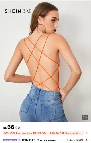 Body trançado costas Shein 