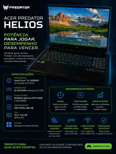 Acer Predator Helios Neo 16 ? RTX 4050 / i5 13ª Geração