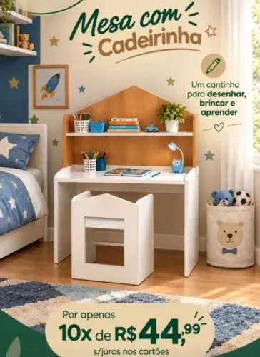 Mesa infantil com cadeira em mdf
