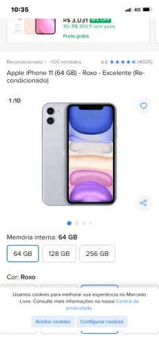 iPhone 11 64 gigas do meu uso.