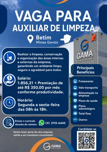 AUXILIAR DE LIMPEZA/ MG