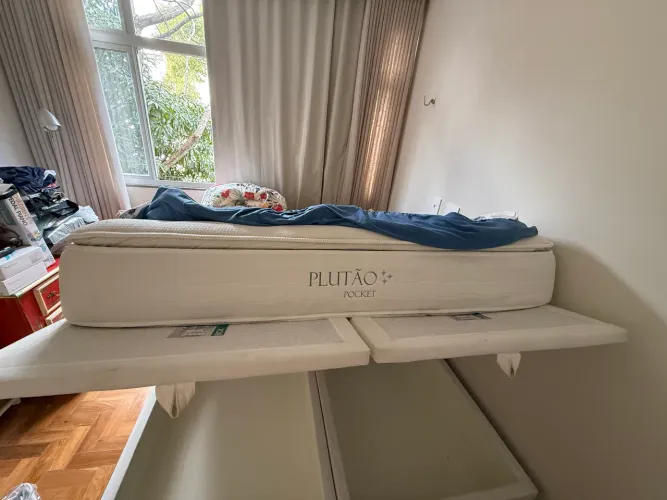 Cama baú e colchão queen ambos marca Líder 