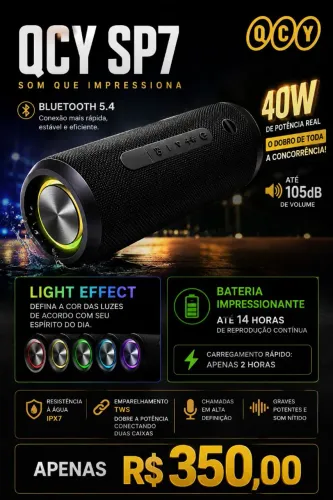 Caixa som Bluetooth qcy