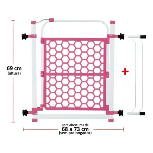 Portão Tamanho Compacto Cachorro Bebê 78cm A 83 Cm Rosa ((NOVO))