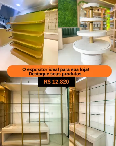 Prateleiras Expositoras Alto Padrão - 100% MDF + vidro 8mm