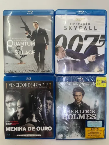 Lote 4 Blu-rays: 007 (Quantum of Solace +), Menina de Ouro e Sherlock Holmes (Lacrado)