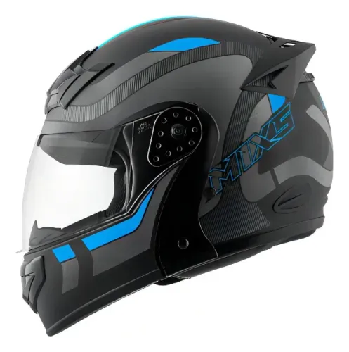 Capacete Robocop Escamoteável Fechado Mixs Gladiator Delta S Cor Cinza Azul Fosco 61/62