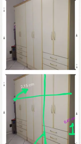 Guarda roupa usado com 6 portas e 6 gavetas.