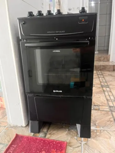 Fogão Atlas 4 Bocas preto Mônaco Top Glass