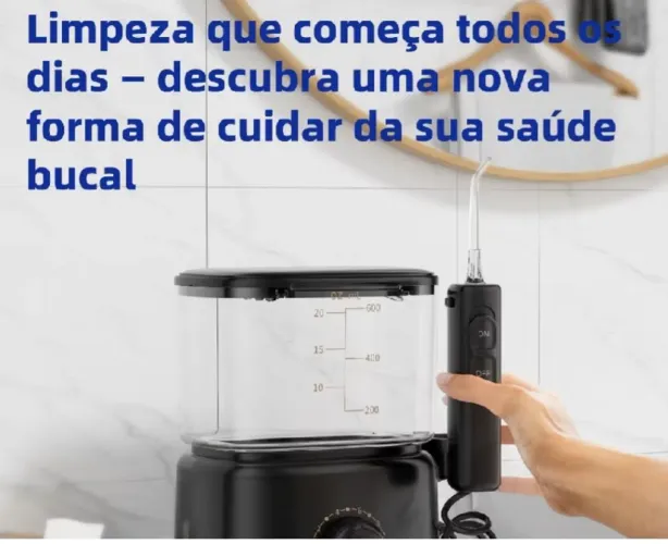 ORALGOS Irrigador Oral , 600ml, 10 Níveis, Pulse Wave, 2 Cores - Preto/Branco<br>