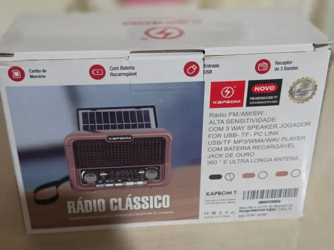 Radio Portatil Vintage Solar Pilha Recarregavel Am Bluetooth