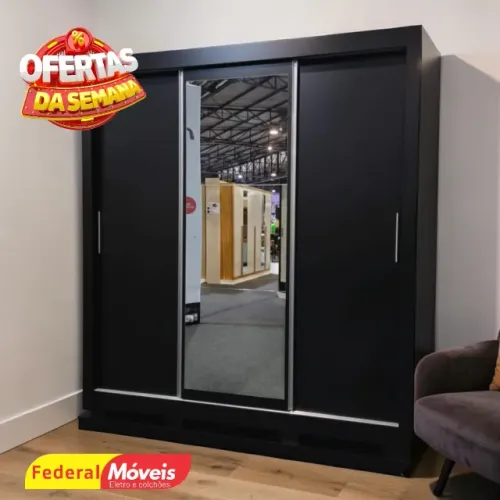 Guarda Roupa c/ Espelho 3 Portas 4 Gavetas - Super Promoção!