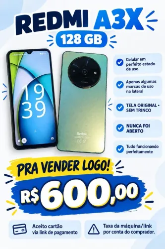 Celular Redimi A3x perfeito estado de uso sem avarias,nunca foi aberto