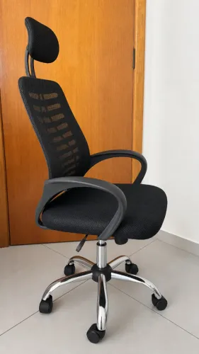 Cadeira de Escritório Ergonômica Mesh Preta - com apoio de cabeça, venda por mudança
