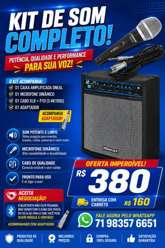 CAIXA AMPLIFICADA POTENTE E PRONTO PARA USO! IDEAL PARA IGREJAS, BANDAS, ENSAIOS E FESTAS!
