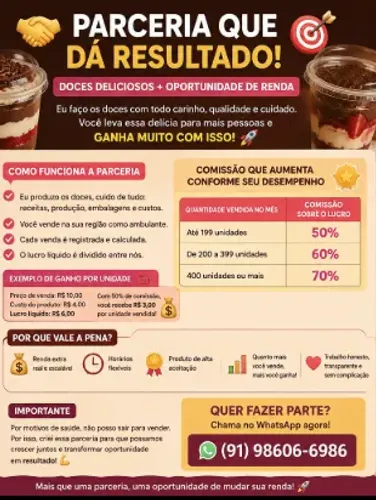Parceria para Venda de Doces com Comissão de até 70%