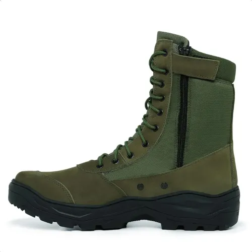 BOTA COTURNO MILITAR ACERO SELVA COM ZÍPER VERDE OLIVA