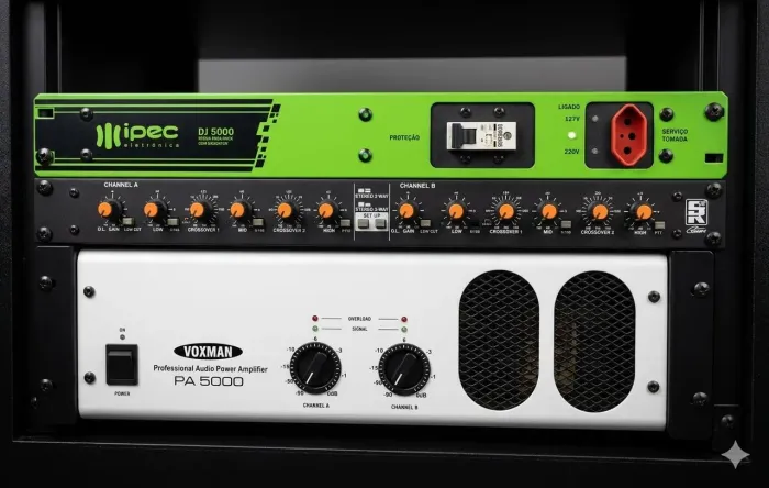Hack(Raque) com régua, potência e crossover, para caixa de som