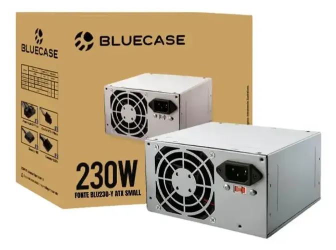 FONTE PC 230W ATX PS/3 C/ CABO C/ CAIXA PARDA (BLU230-CMPS3) - BLUECASE - PRATA REF 8272