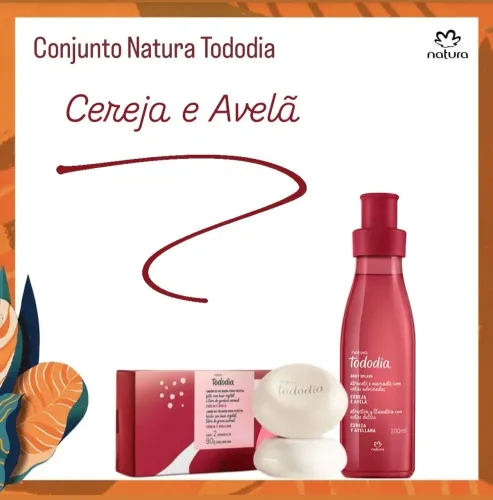 Kit Cereja e Avelã Natura Tododia - Body Splash e Sabonetes