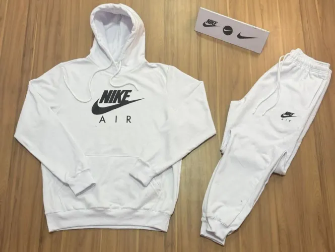 Conjunto Moletom Nike Air Branco Masculino - Blusa + Calça