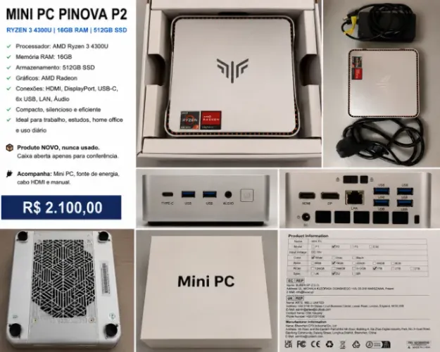 Mini PC Pinova P2 Ryzen 3 | 16GB RAM | 512GB