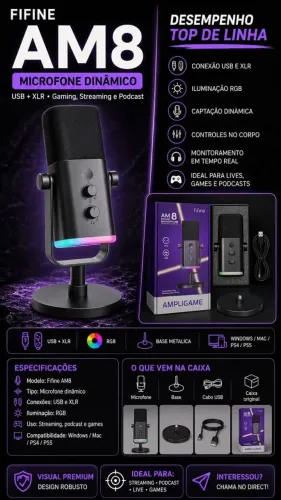 Microfone de Mesa Fifine AM8