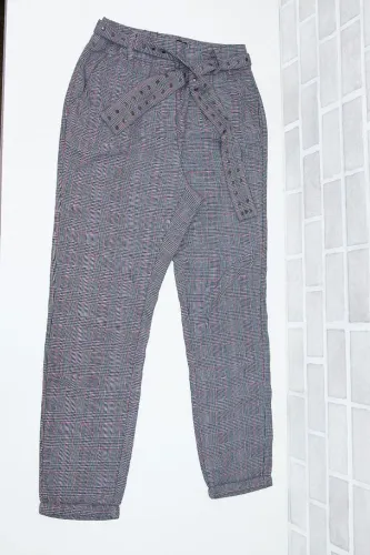 calça alfaiataria clochard xadrez blue steel feminina