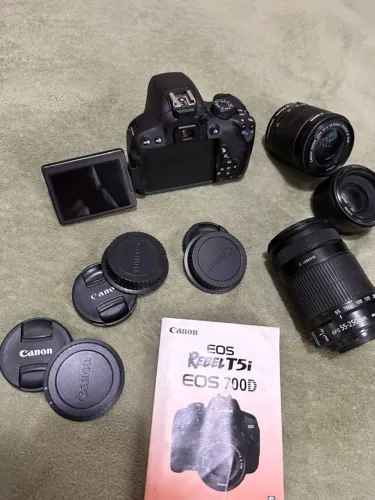 CÂMERA CANON EOS T5i + LENTES 18-55MM, 55-250MM E 50MM-kit completo excelente oportunidade