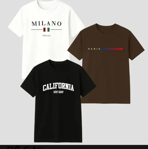Kit 3 Camisetas Masculina 100% Algodão Premium Verão Casual