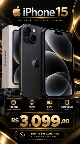 IPHONE 15 128GB PRETO - SEMINOVO