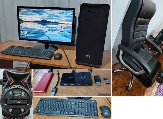 Kit Computador PC Core i3 + 16Gb RAM + SSD + Monitor 24" + Cadeira Presidente + Acessórios