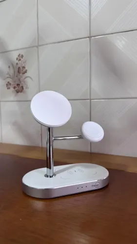 Carregador 3 em 1, wireless, Originais iPlace, Branco
