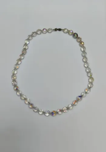 Colar Feminino Cristal Transparente Vintage Furta-Cor
