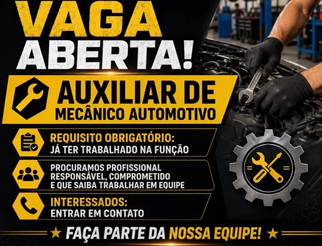 VAGA AUXILIAR DE MECÂNICO AUTOMOTIVO