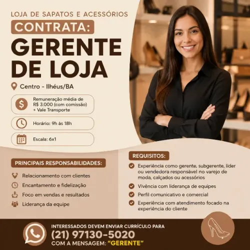 GERENTE DE LOJA - VAREJO DE SAPATOS E ACESSORIOS