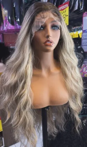 LACE FRONT FIBRA PREMIUM REPARTIÇÃO 13x4 livre Loira com raizes escura 
