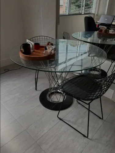 Mesa de Jantar Vidro Redonda Tok&Stok (Somente Mesa)
