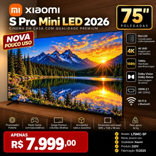 XiaomTV Xiaomi S Pro Mini LED 75" 2026 ? NOVA, POUCO USO