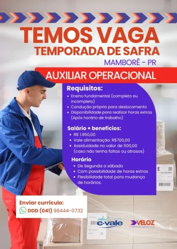 AUXILIAR OPERACIONAL - Mamborê - PR
