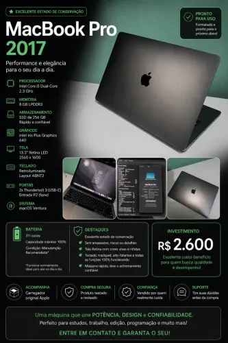MACBOOK PRO 2017 EM EXCELENTE ESTADO
