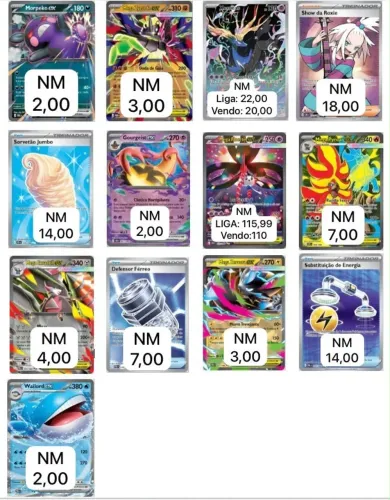 Cartas Pokémon, todas NM