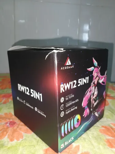 Kit Ventoinhas Acegeek RW12 5x120mm, Preto, AG-RW12-5x1-BK, Totalmente novo.